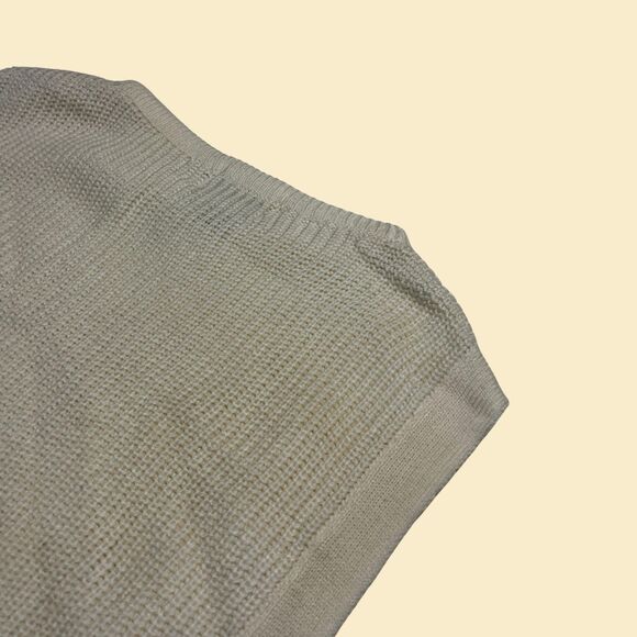 1980s knit poncho vest by Danielle of California, size L cream sweater vest - Picture 6 of 8